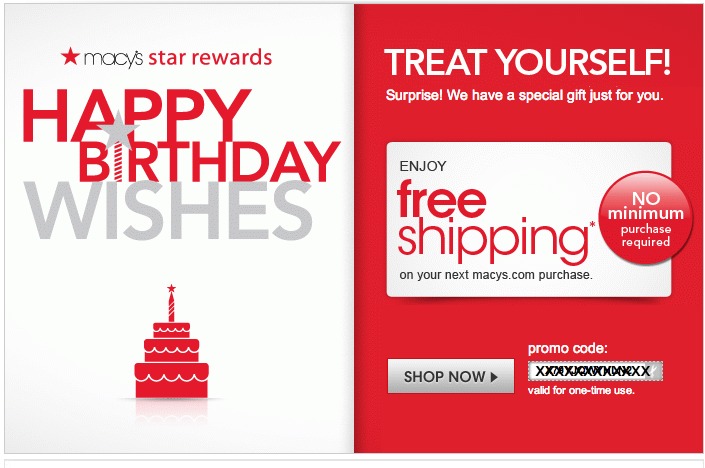 Happy Birthday promo from Macy's