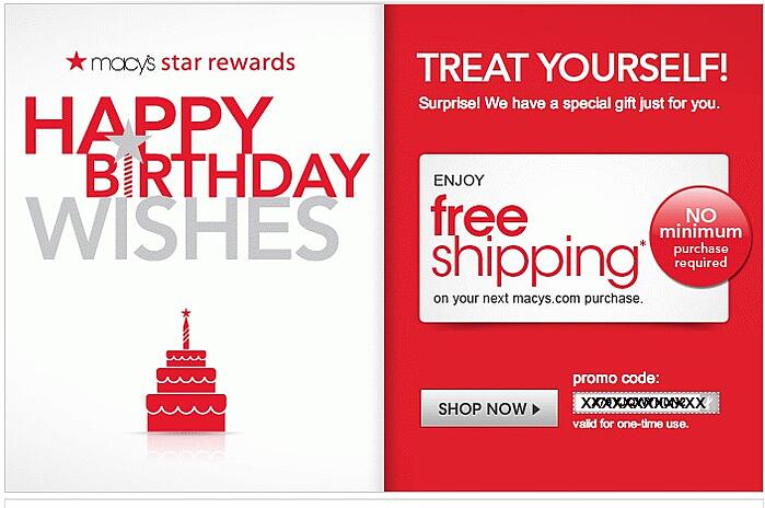 Happy Birthday promo from Macy's