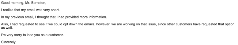 Office Depot reply three